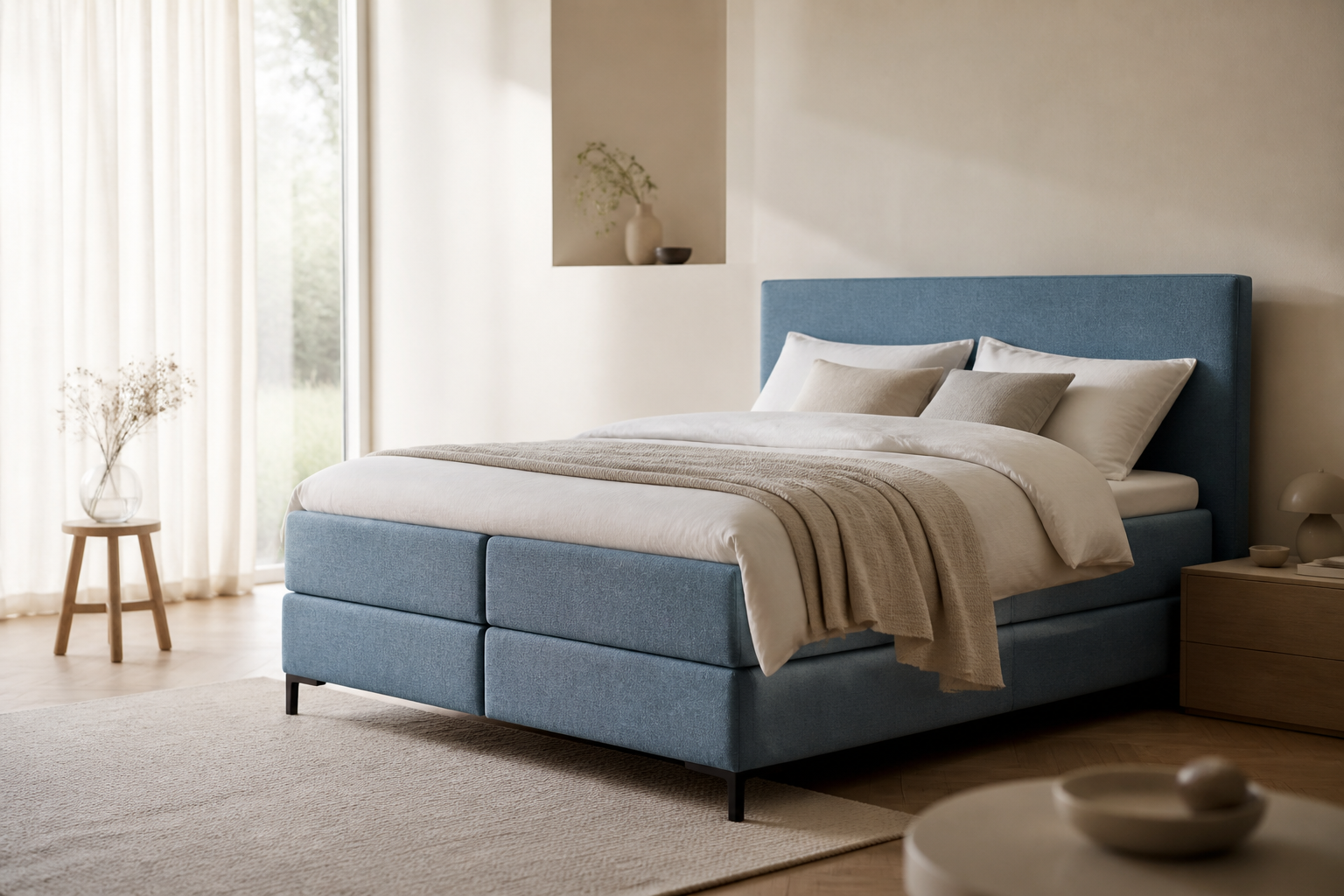 Boxspring in blauw kopen: waar let je op bij de bekleding?