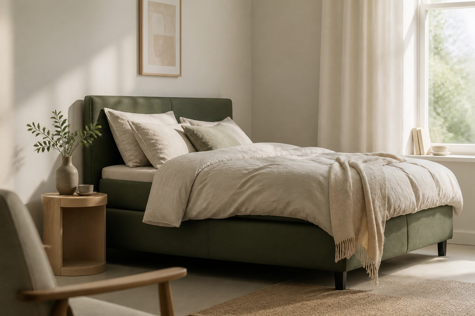 Groene boxspring kopen: 5 uitvoeringen met een uitgesproken look